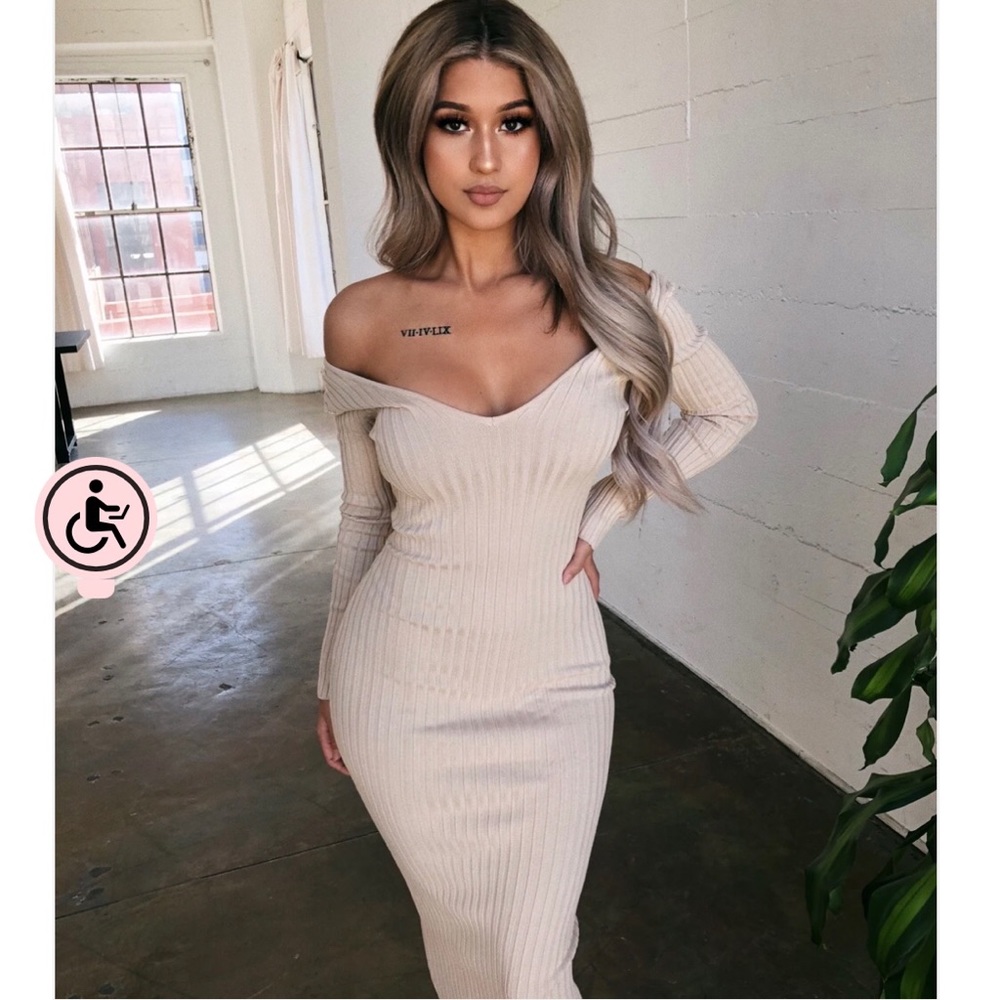 Ootdfash kimmy dress in soft taupe